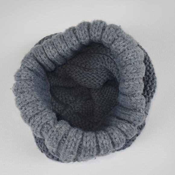 CC Beanie Slouchy Cable Knit Oversized Fold Cuff Hat Cap Grey - Picture 3 of 5